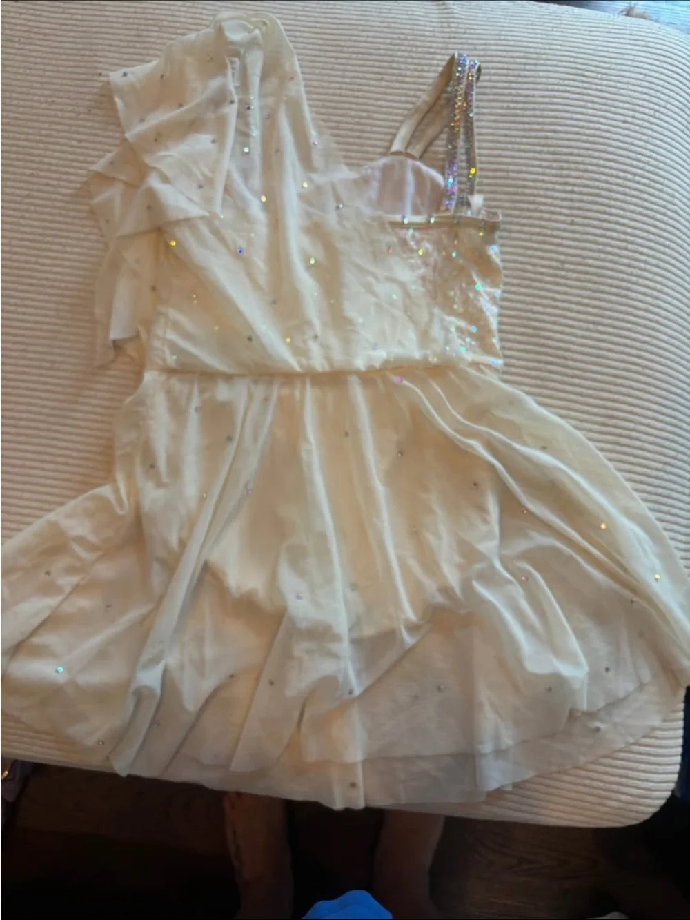 Weissman hand to hold Cream Dance Dress with Jeweled Waist